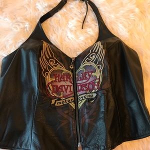 Leather Halter Top- lined